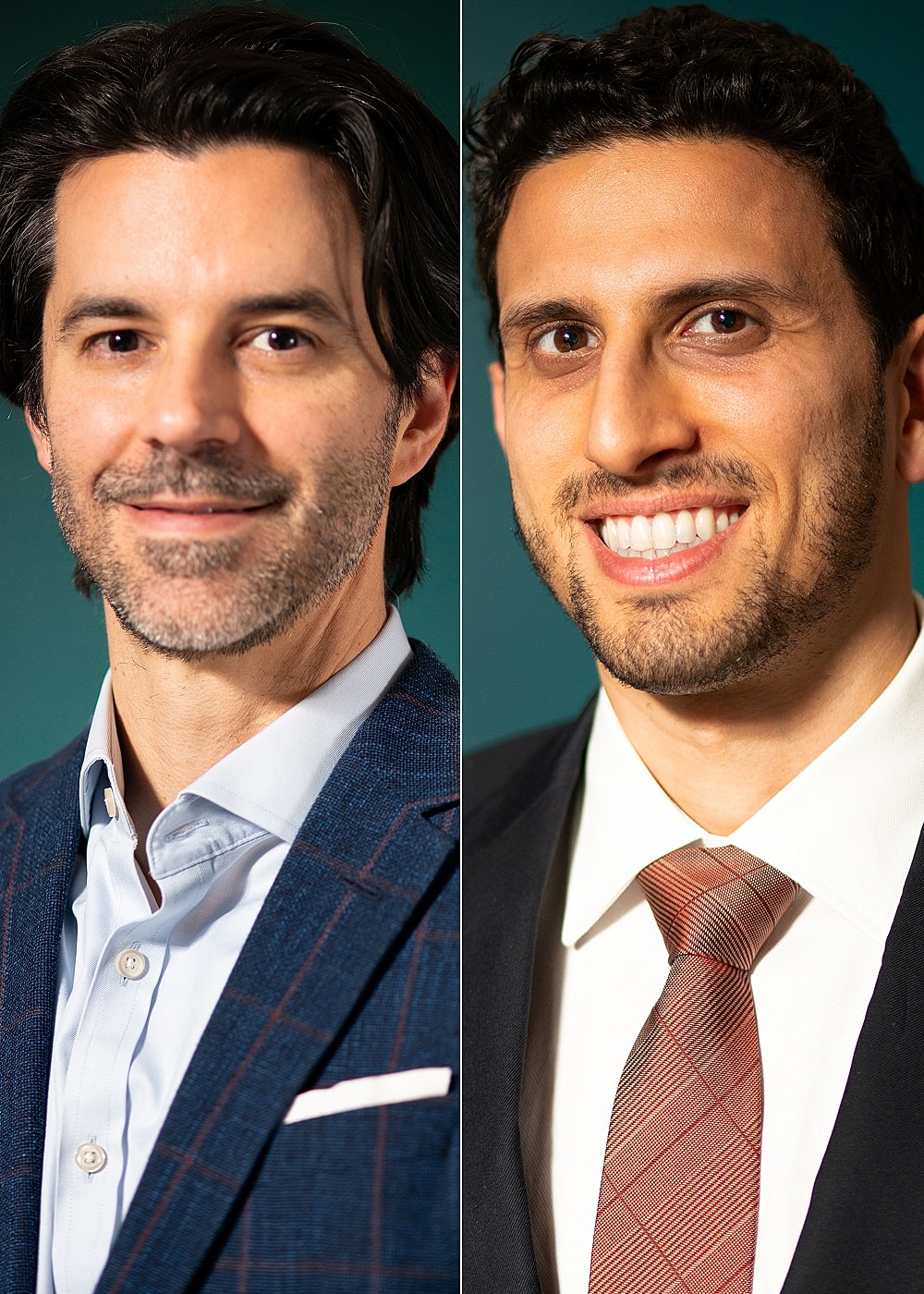 NYC plastic surgeons in professional attire smiling.
